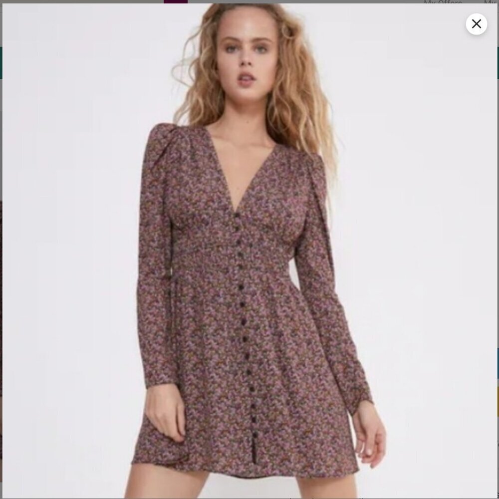 Zara Floral Print Button Down Mini Dress, size M NEW WITH TAG!